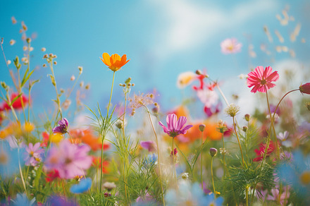Summer flowers on a meadow in sun
