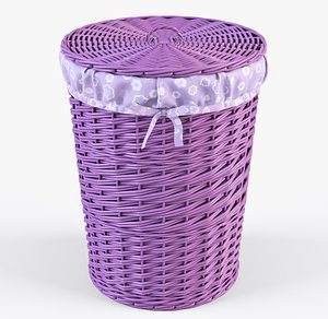 Wicker Laundry Basket 03 Purple