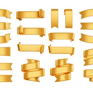 Golden ribbon banner 3d render