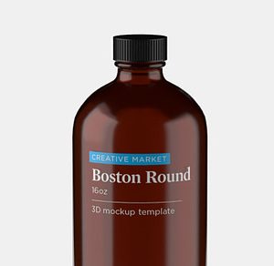 Boston Round Glass Bottle 16oz