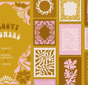 Groovy flowers - vector elements
