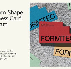 Custom Shape Business Card Mockup