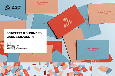 Scattered Business Cards Mockup