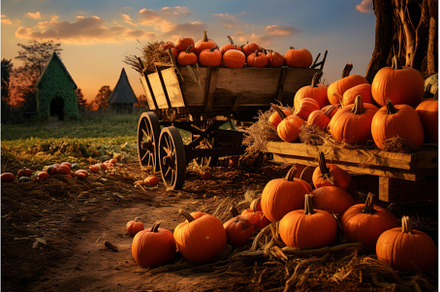 Pumpkin harvest farm. Generate Ai