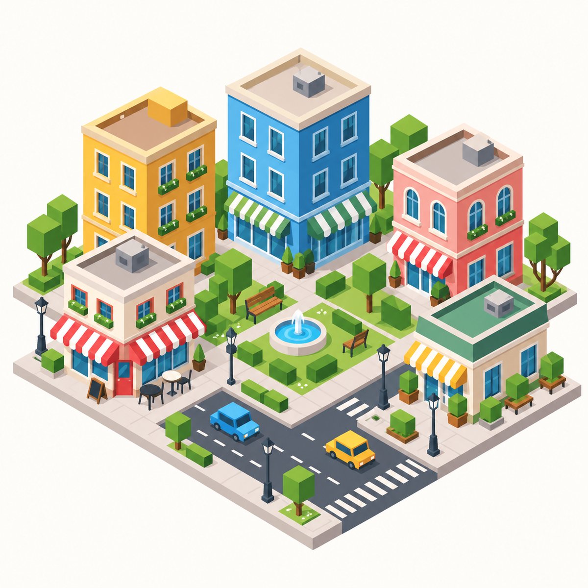 Isometric City Block Illustrations